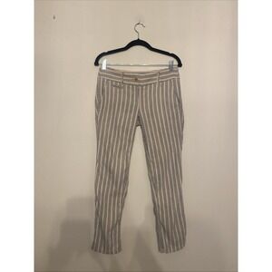 Ann Taylor Loft Marisa Pants Women's Size 0 Blue|White Striped Linen Blend